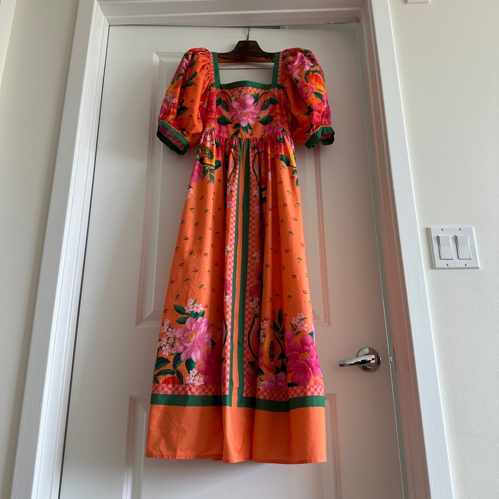 FARM Rio Orange Floral Midi Dress - Picture 7 of 12